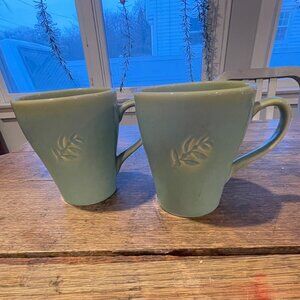 Starsbuck's Two (2)  Fern Leaf Embossed Mugs